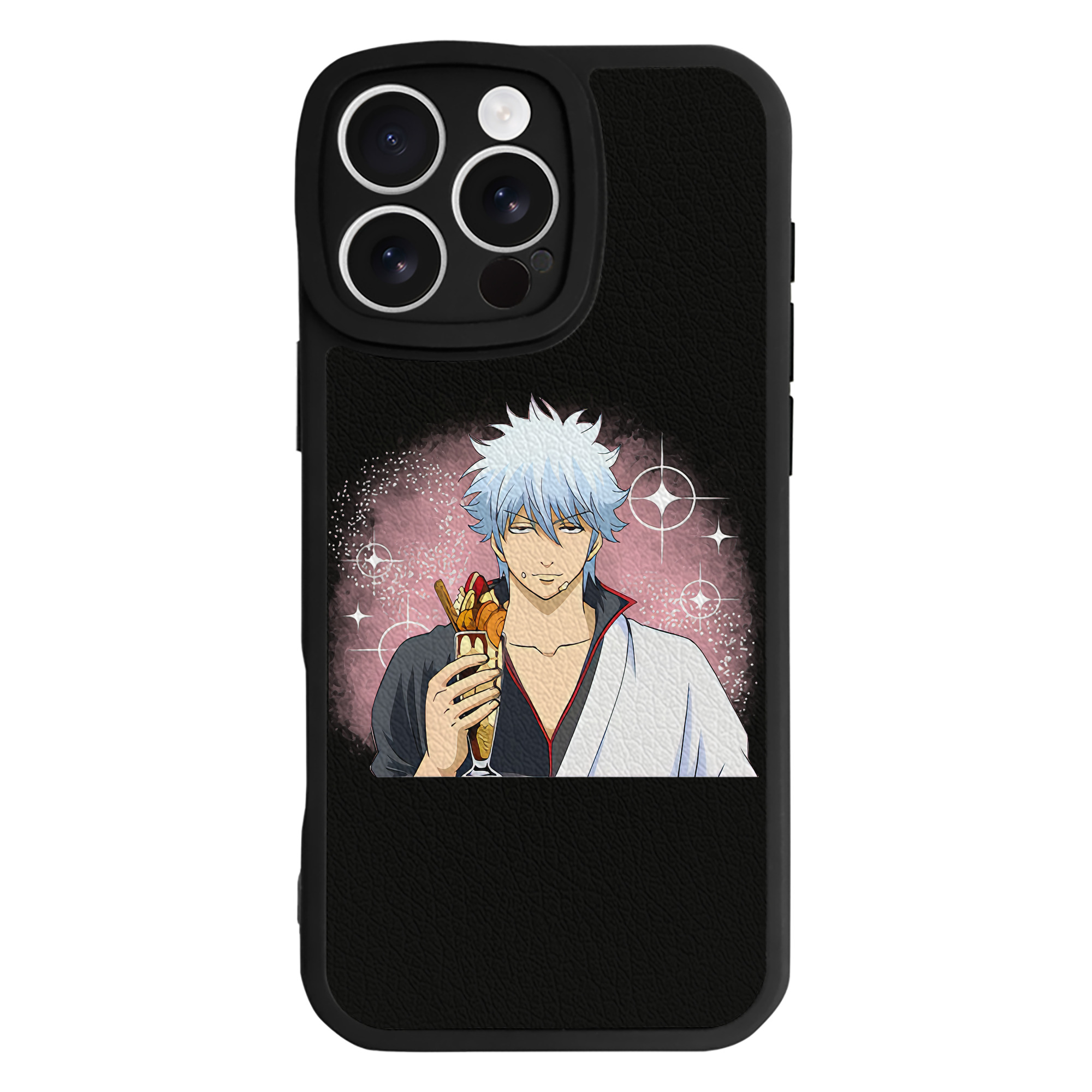 （画像用） ぎんたま 坂田銀時（さかたぎんとき） 神楽 志村新八（しむら しんぱち） GINTAMA Sakata Gintoki Kagura Shimura Shinpachi 【iPhone 16シリーズ対応】シリコンスマホケース（レザー調） 材質：シリコン